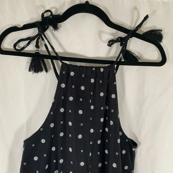 Old Navy Mini Dress Women's Small Black Floral Crochet Trim Tassel - Picture 7 of 8